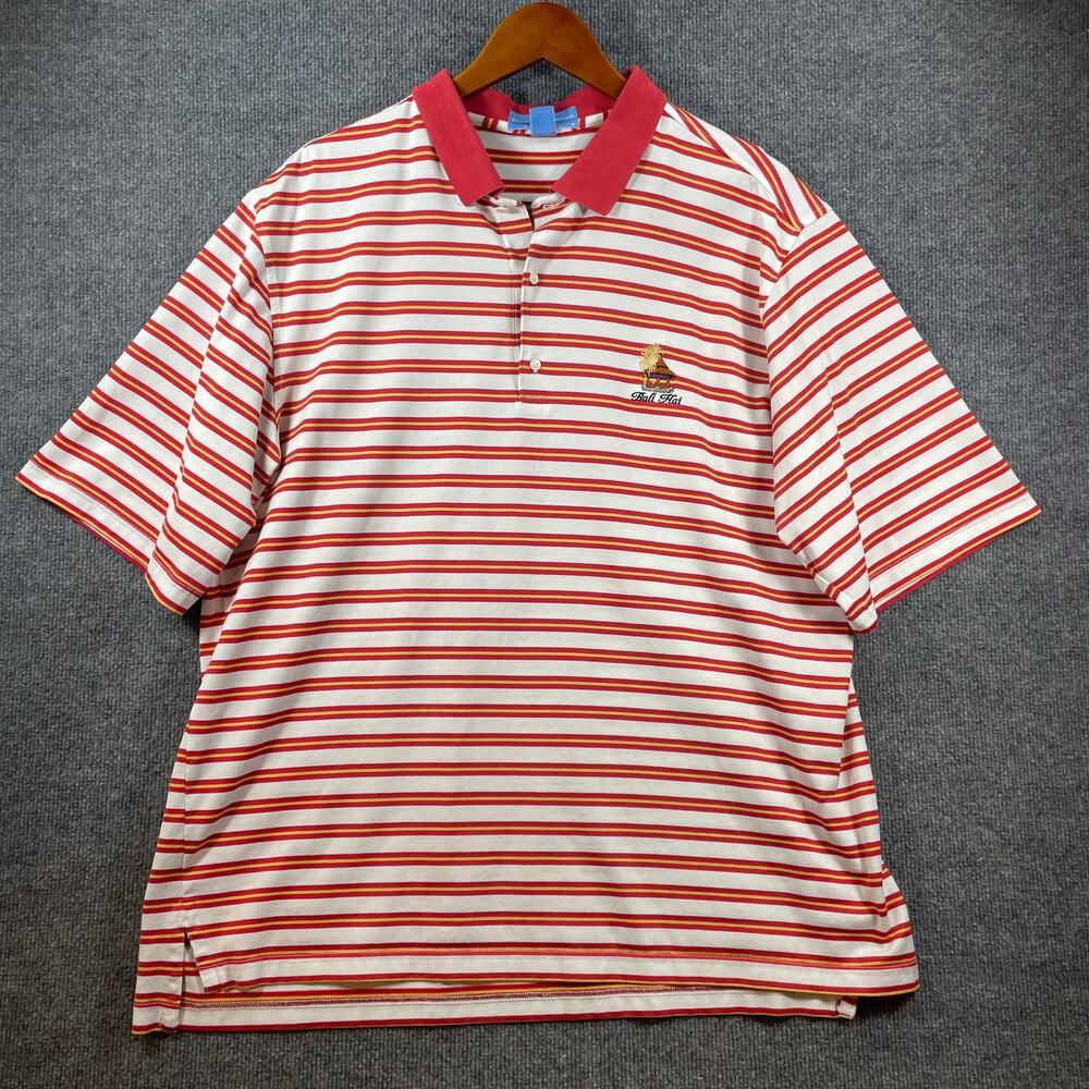 Fairway & Greene Pureformance Golf Polo Shirt Men's XL Red/White Stripe Bali Hai